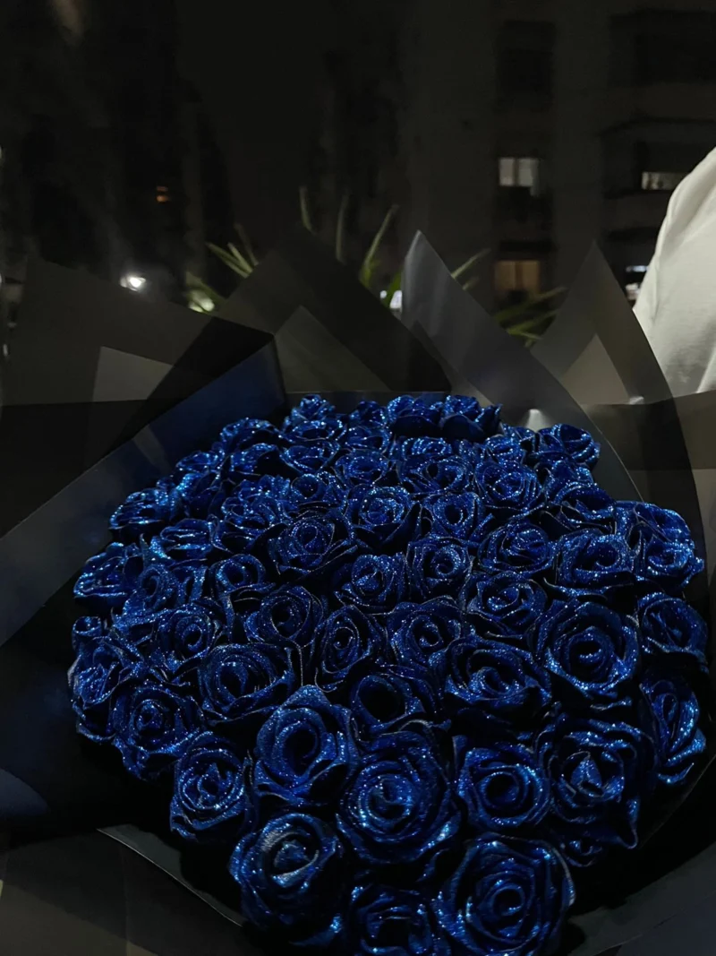 Midnight Blue Ribbon Flower Bouquet