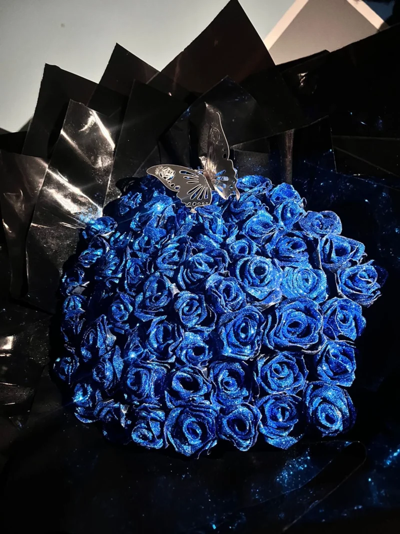 Midnight Blue Ribbon Flower Bouquet