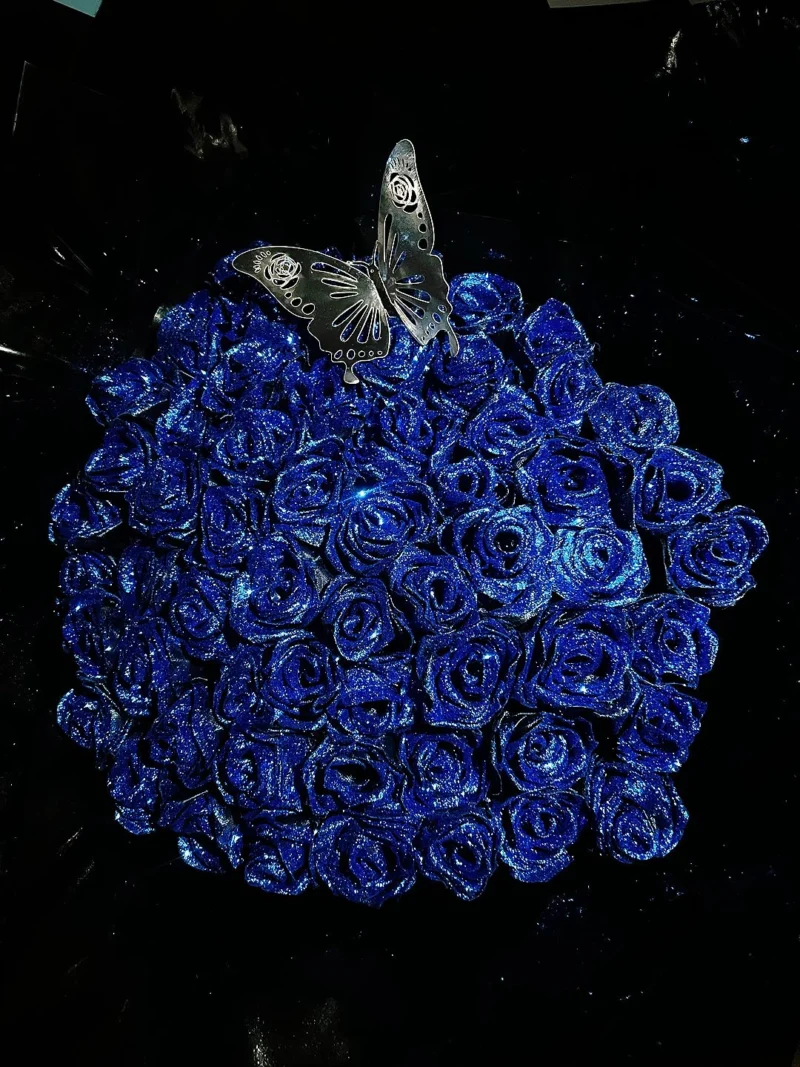 Midnight Blue Ribbon Flower Bouquet