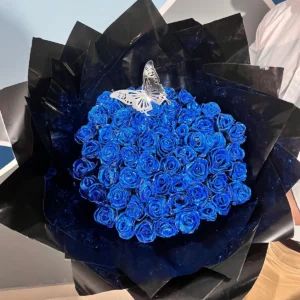 Midnight Blue Ribbon Flower Bouquet