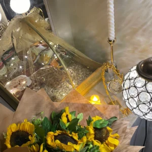 Premium Dry Fruit Basket with Sunflower Bouquet Premium Dry Fruit Basket with Sunflower Bouquet