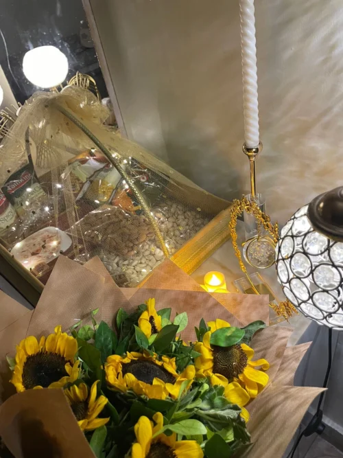Premium Dry Fruit Basket with Sunflower Bouquet