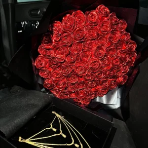 WhatsApp Image 2026-06-25 at 10.32.25 PM Royal Crimson Ribbon Flower Bouquet