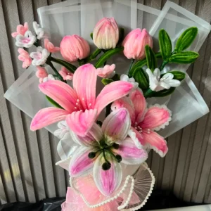 The Grand Luxury Chenille Stem Floral Bouquet (Pink & White)