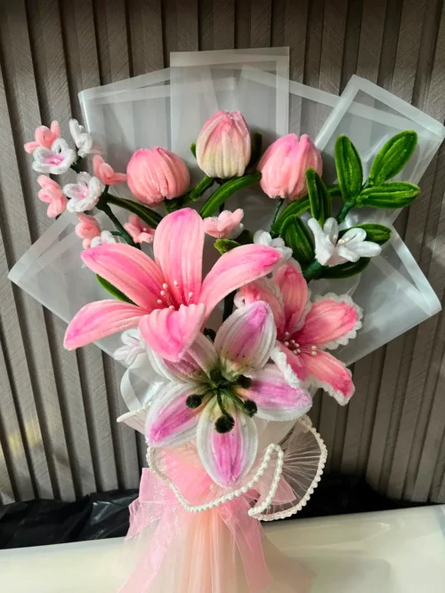 The Grand Luxury Chenille Stem Floral Bouquet (Pink & White) The Grand Luxury Chenille Stem Floral Bouquet (Pink & White)