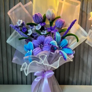 The Grand Luxury Chenille Stem Floral Bouquet (Lavender & Blue)