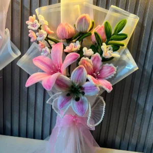 The Grand Luxury Chenille Stem Floral Bouquet (Pink & White)