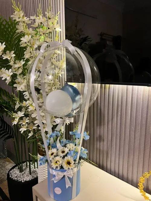The Enchanted Hot Air Balloon Floral Box (Blue & White)