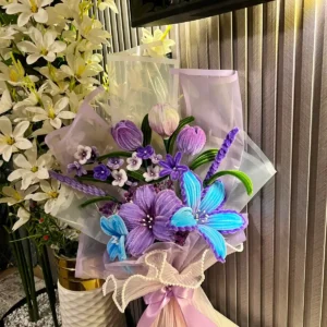 The Grand Luxury Chenille Stem Floral Bouquet (Lavender & Blue)
