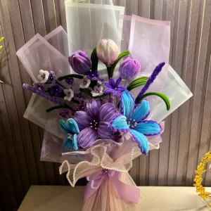 The Grand Luxury Chenille Stem Floral Bouquet (Lavender & Blue)
