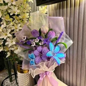 The Grand Luxury Chenille Stem Floral Bouquet (Lavender & Blue)