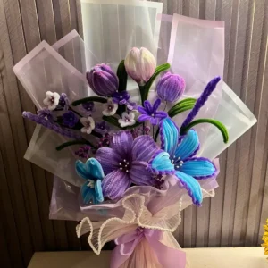 The Grand Luxury Chenille Stem Floral Bouquet (Lavender & Blue)