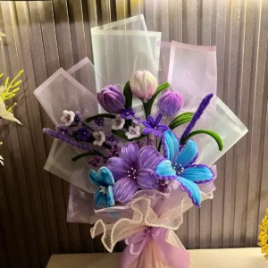 The Grand Luxury Chenille Stem Floral Bouquet (Lavender & Blue)