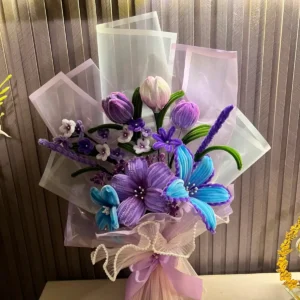 The Grand Luxury Chenille Stem Floral Bouquet (Lavender & Blue)