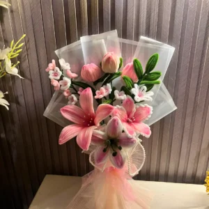 The Grand Luxury Chenille Stem Floral Bouquet (Pink & White)