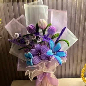 The Grand Luxury Chenille Stem Floral Bouquet (Lavender & Blue)